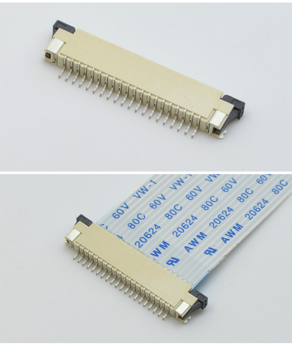 深圳厂家货源 1.0mm间距抽拉卧贴16P-32P上接触 FPC连接器PCB插座,宏利