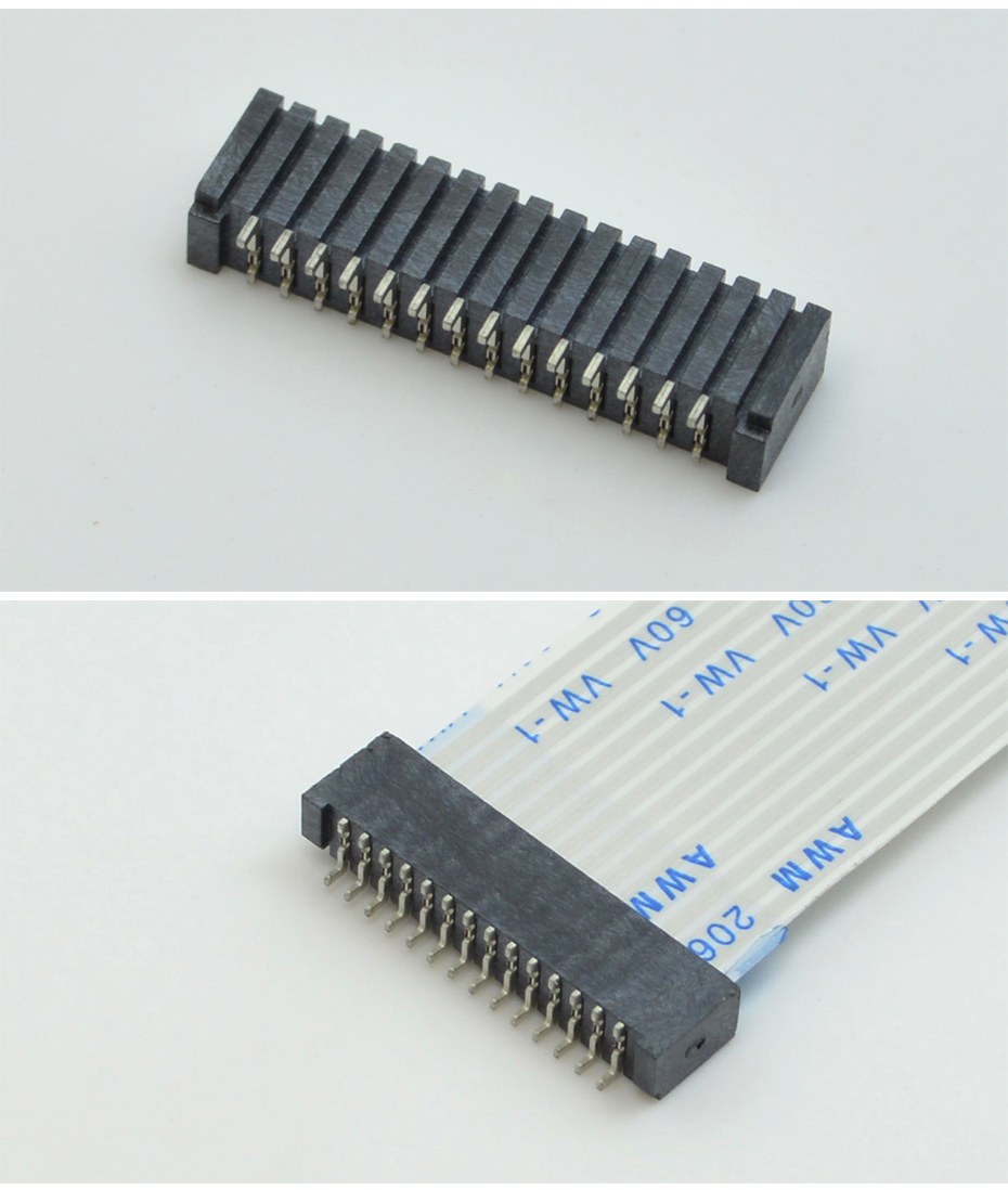 1.0MM间距 12p卧式贴片超薄FPC连接器 FFC软排线插座双面接触H2.0,宏利