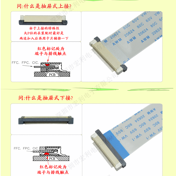 fpc连接器上接和下接的区别