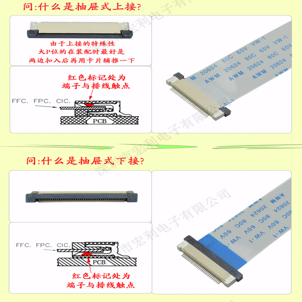 FPC连接器怎么分上接和下接？一句话让您变专家[宏利]