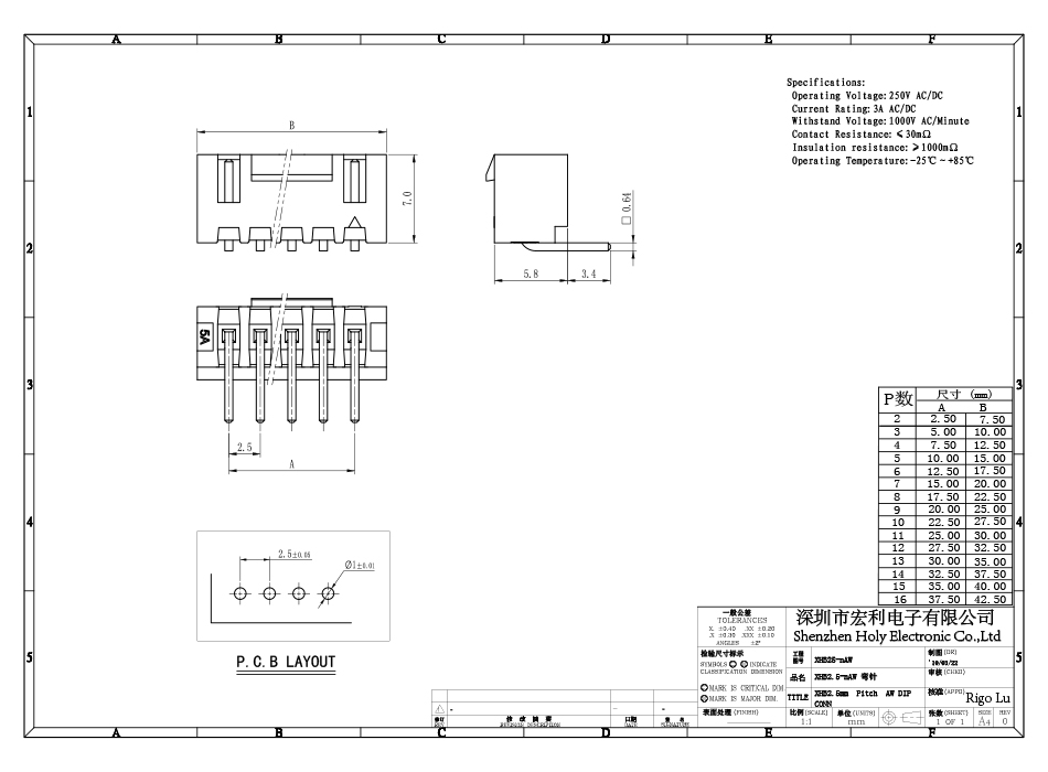 XHB2.5间距 弯针带扣 2/3/4/5/6/7/8/9/10/11/12AW,宏利